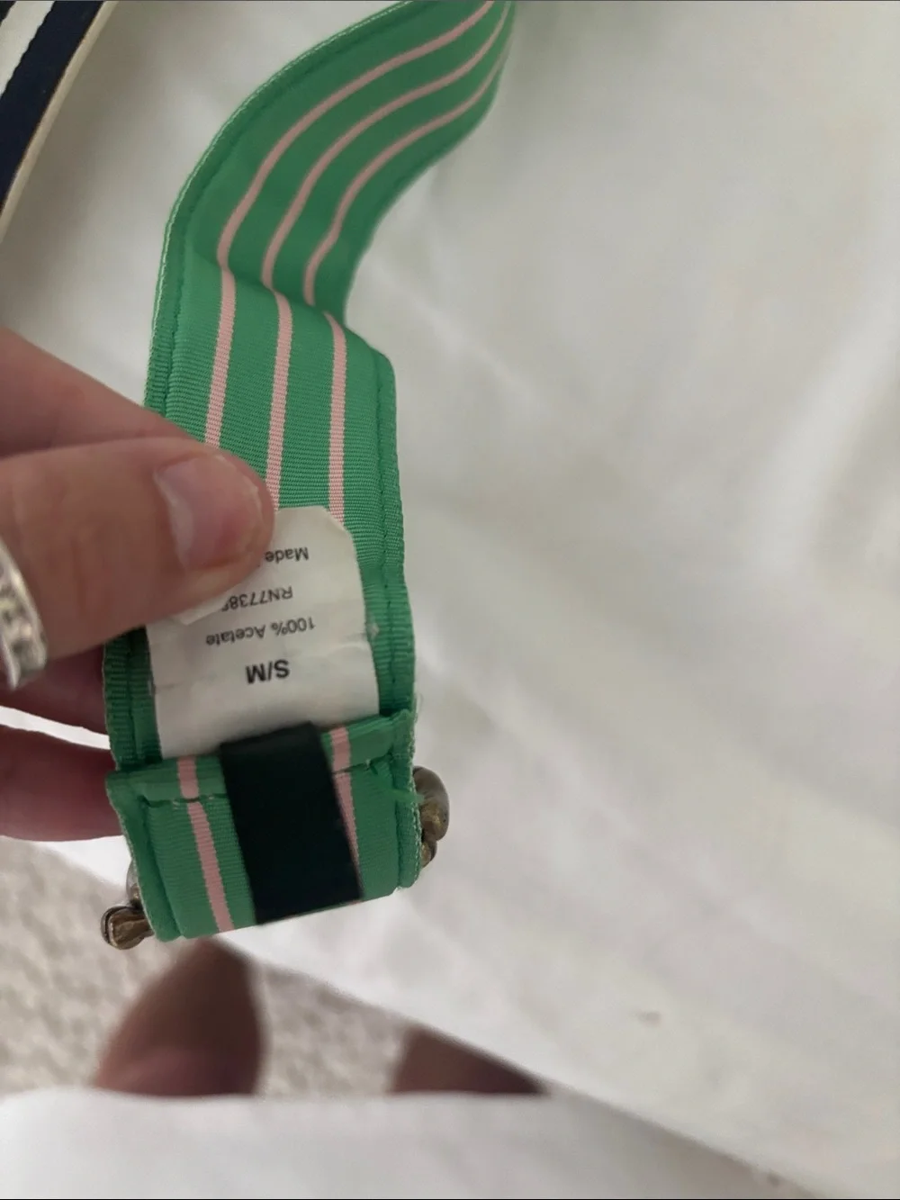 Jcrew 3 Striped Webbing Belts - Yellow, Green & Navy Trio size small/medium - Picture 7 of 7